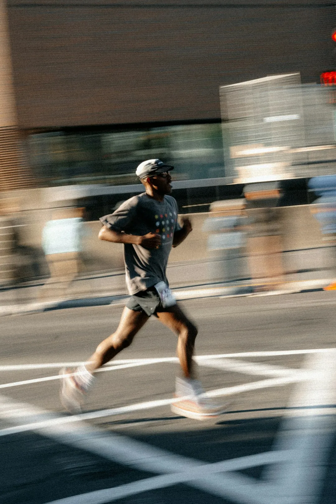 Runner training outside on a trail.